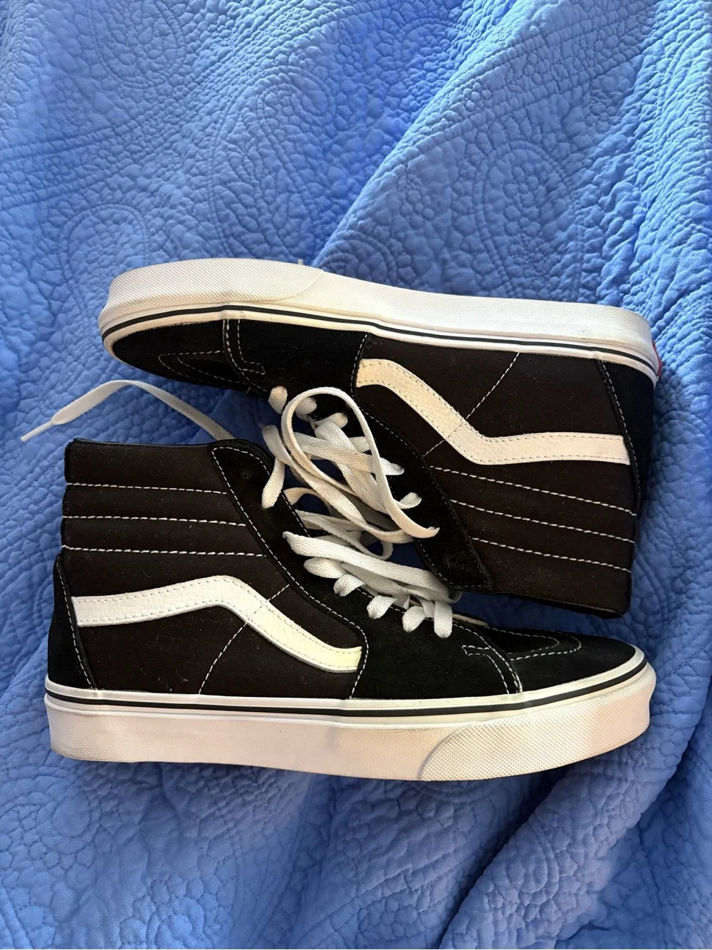 Black High-Top Van’s Sneakers with White Stripe